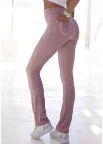 Lascana Damen Jazzpants, Gr. 36, rosa, Cord, Obermaterial: 97% Polyester, 3% Elasthan, casual, Hosen, aus weichem Material in Cord-Optik, Loungewear