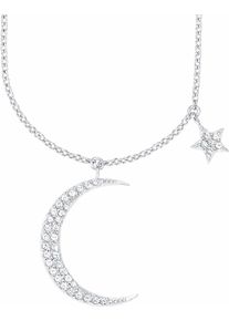Amor Damen Kette mit Anhänger "Mond und Stern", Silber 925 (Sterlingsilber), L: 50cm B: 1mm, silber, Silber 925 (Sterlingsilber), B:1mm, Halsketten,