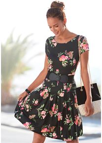 Vivance Damen Druckkleid, bunt, modisch, Gr. 38, bedruckt, Jersey, Obermaterial: 95% Viskose, 5% Elasthan, Kleider, mit Blumenmuster, T-Shirtkleid,