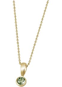 Firetti Damen Kette mit Anhänger "Schmuck Geschenk Gold 375 Gold 585 Halsschmuck Halskette Solitär", Gelbgold 585, L: 45cm B: 1mm, grün, Gelbgold