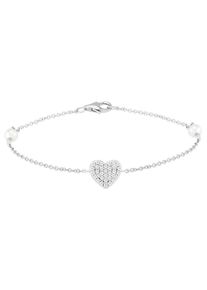 UNIKE JEWELLERY Damen Armkette "MEANINGFUL HEART HERZ, UK.PU.1204.0036", Silber 925 (Sterlingsilber)-Perlen, weiß, Silber 925 (Sterlingsilber),