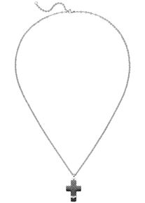 Jobo Damen Kette mit Anhänger "Kreuz", Edelstahl, L: 56cm, silber, Edelstahl, Halsketten, aus Edelstahl mit Zirkonia 56 cm