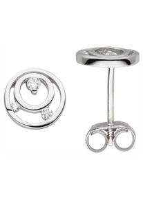 Jobo Damen Paar Ohrstecker, Silber 925 (Sterlingsilber), silber, Silber 925 (Sterlingsilber), Ohrringe, 925 Silber mit 6 Zirkonia