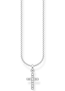 Thomas Sabo Damen Kette mit Anhänger "Kreuz pavé, KE2069-051-14-L45V", 45, Silber 925 (Sterlingsilber), bunt, Silber 925 (Sterlingsilber),