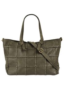 Samantha Look Damen Shopper, grün, Leder, unifarben, leicht glänzend, Taschen, echt Leder, Made in Italy