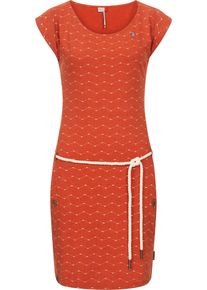 Ragwear Damen Jerseykleid "Tag Zig Zag", orange, modisch, Gr. XXL, 100% Baumwolle, Kleider, stylisches Shirtkleid mit coolem Print u. Bindekordel