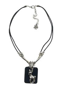 Allgäu Rebell ALLGÄU REBELL Damen Kette mit Anhänger "Lotti", schwarz, Basic, Baumwolle, Halsketten, mit echtem Lederanhänger