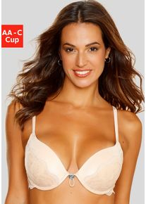 Lascana Damen Push-up-BH, Gr. 70, braun, Microtouch, Spitze, Obermaterial: 87% Polyamid, 13% Elasthan, sexy, BHs, mit verstellbarer vorderer Mitte,