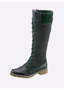 Heine Damen Stiefel, Gr. 38, grün, Leder, Glattleder, Veloursleder, Glattleder, Veloursleder, modisch, Schuhe