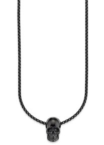 Bruno Banani Herren Kette mit Anhänger "Schmuck Geschenk Halskette Scull Totenkopf, Venezianerkette", Edelstahl, L: 55cm B: 3mm, schwarz, Edelstahl,