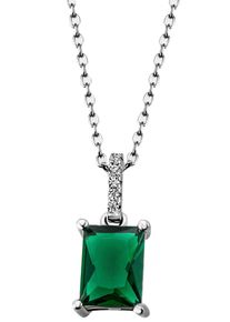 Firetti Damen Kette mit Anhänger "Schmuck Geschenk Silber 925 Halsschmuck Halskette Ankerkette Stein", Silber 925 (Sterlingsilber), L: 45cm B: 1,2mm,