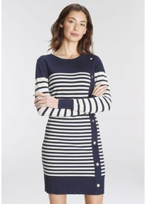 DELMAO Damen Strickkleid, blau, casual, Gr. 40, gestreift, geringelt, Strick, Obermaterial: 70% Viskose, 30% Polyamid, Kleider
