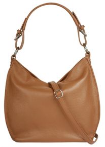 Samantha Look Damen Shopper, braun, Leder, unifarben, leicht glänzend, Taschen, echt Leder, Made in Italy