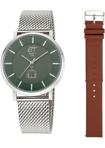 ETT Herren Funkuhr "Atacama", silber, Armbanduhren, Armbanduhr, Herrenuhr, Datum, Solar, ideal auch als Geschenk
