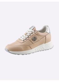 Heine Damen Sneaker, Gr. 39, beige, Leder, Glattleder, sportlich, Schuhe