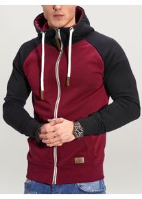 behype Herren Sweatjacke "RAGLAN", rot, Gr. L, unifarben, 70% Baumwolle, 30% Polyester, Sweatjacken, mit Raglan-Ärmeln