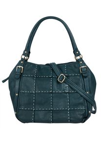 Samantha Look Damen Shopper, blau, Leder, unifarben, leicht glänzend, Taschen, echt Leder, Made in Italy