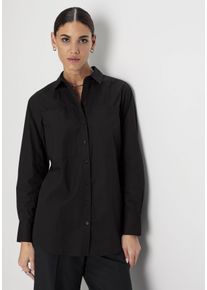 HECHTER PARIS Damen Hemdbluse, schwarz, feminin, Gr. 36, Web, Obermaterial: 100% Baumwolle, Blusen, mit Fronttaschen - NEU KOLLEKTION