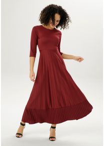Aniston CASUAL Damen Maxikleid, rot, Gr. 48, unifarben, leicht glänzend, Web, Obermaterial: 100% Polyester, Kleider, Rockteil mit Volant aus Plissee