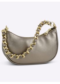 Heine Damen Handtasche, silber, Polyurethan, Metall, unifarben, bedruckt, gemustert, metallic, Taschen