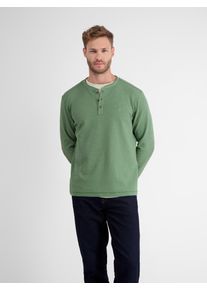 Lerros Herren Langarmshirt "Lerros Serafino in Strukturqualität", grün, Gr. S, 97% Baumwolle, 3% Elasthan, Shirts