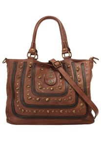 Samantha Look Damen Shopper, braun, Leder, Taschen, echt Leder, Made in Italy