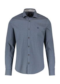 Lerros Herren Langarmhemd "Lerros Langarmhemd mit Minimal-AOP", blau, Gr. S, 97% Baumwolle, 3% Elasthan, Hemden