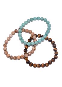 Firetti Damen Armband Set "Multipack Schmuck Geschenk Zugarmbänder Steinarmband Edelstein", Stein-Silikon, blau, Stein, Silikon, Armbänder, Made in