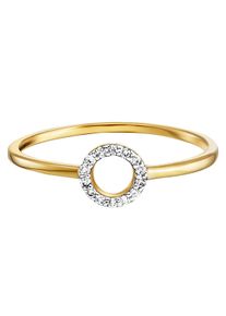 Damen Diamantring "CIRCLE, KREIS, RUND, JJGRG01006.DI", 56, 0,05 ct SI = kleine Einschlüsse, Gelbgold 585-Diamanten, 1mm, gold, JULIE JULSEN GOLD,