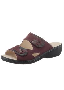 Belvida Damen Pantolette, Gr. 38, rot, Veloursleder, Nubukleder, Basic, Schuhe