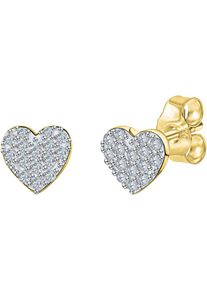 Firetti Damen Paar Ohrstecker "Schmuck Geschenk, Ohrringe Herz, Gold 375", Gelbgold 375, gelb, Gelbgold 375, Ohrringe, mit Zirkonia (synth.)