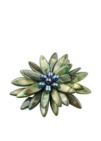 Damen Brosche "Fiore", grün, Collezione Alessandro, Glas, Broschen, in Blumenform