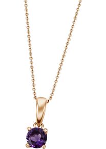Firetti Damen Kette mit Anhänger "Schmuck Geschenk Gold 375 Gold 585 Halsschmuck Halskette Solitär", Roségold 585, L: 45cm B: 1mm, lila, Rosu00e9gold