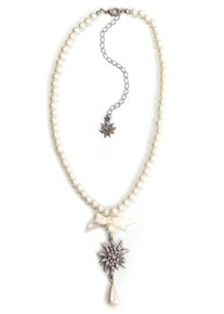 Allgäu Rebell ALLGÄU REBELL Damen Kette mit Anhänger "Sonia", beige, Basic, Glas, Halsketten, mit Edelweiß Anhänger