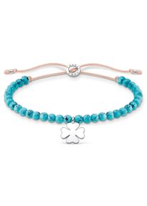 Thomas Sabo Damen Armband "türkise Perlen mit Kleeblatt, A1983-905-17-L20V", 20, Silber 925 (Sterlingsilber)-Nylon, bunt, Silber 925