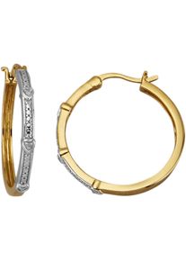 Firetti Damen Paar Creolen "Schmuck Geschenk Silber 925 Ohrschmuck Ohrringe Herzen Bicolor", 0,02 ct P3 = leicht erkennbare Einschlüsse, Silber 925