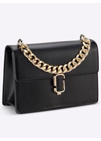 Heine Damen Handtasche, schwarz, Polyurethan, Metall, unifarben, Taschen