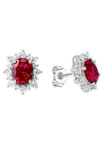 Firetti Damen Paar Ohrstecker "Schmuck Geschenk Gold 375 Ohrschmuck Farbstein Edelstein Rubin", Weißgold 375, rot, Weißgold 375, Ohrringe, mit Rubin