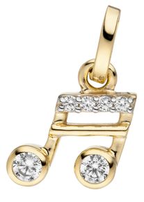 Jobo Damen Ketten-Anhänger "Anhänger Musiknote", Gelbgold 333, gold, Gelbgold 333, Schmuckanhänger, 333 Gold mit 6 Zirkonia