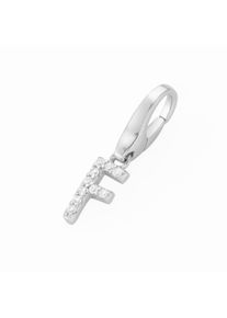 Damen Charm Buchstabe "Buchstabe F, Zirkonia Steine, Silber 925", weiß, Giorgio Martello MILANO, Silber 925 (Sterlingsilber), Charms