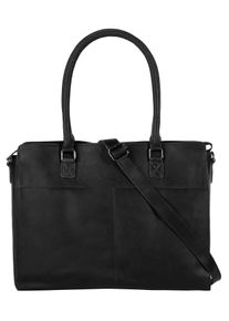 CLUTY Damen Shopper, schwarz, Leder, vintage, Taschen, echt Leder