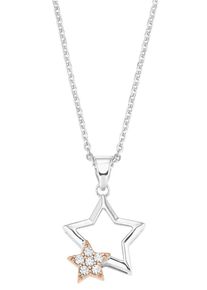 Amor Damen Kette mit Anhänger "Sterne, 2026031", Silber 925 (Sterlingsilber), L: 42cm, rosa, Silber 925 (Sterlingsilber), Halsketten, mit Zirkonia