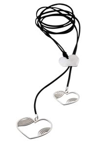 Firetti Damen Kette mit Anhänger "Kette mit Anhängern "Herz"", Metall-Lederimitat-Leder, L: 80cm B: 3mm, schwarz, Metall, Lederimitat, Leder, B:3mm,