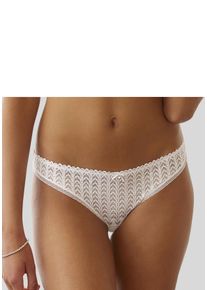 s.Oliver Damen Slip, Gr. 32, weiß, Microfaser, Obermaterial: 90% Polyamid, 10% Elasthan, Unterhosen, aus dezent transparenter Spitze in graphischer