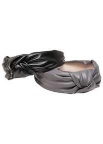 Urban Classics Damen Schmuckset "Urban Classics Unisex Alice Band Imitation Leather Knot 2-Pack", schwarz, unifarben, Polyester, Schmuck-Sets