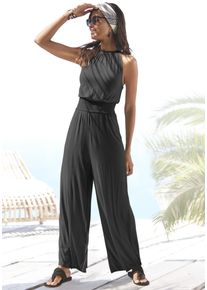 s.Oliver Damen Overall, schwarz, modisch, Gr. 38, unifarben, Jersey, Obermaterial: 100% Viskose, Overalls, mit breitem Smokeinsatz, eleganter