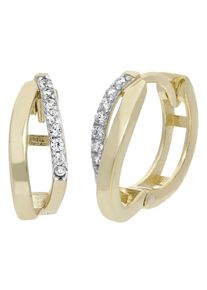 Firetti Damen Paar Creolen "Schmuck Geschenk Gold 333 Ohrschmuck Gold glitzernd", Gelbgold 333, gelb, Gelbgold 333, Ohrringe, mit Zirkonia (synth.)