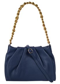 Samantha Look Damen Umhängetasche, blau, Leder, unifarben, leicht glänzend, Taschen, echt Leder, Made in Italy