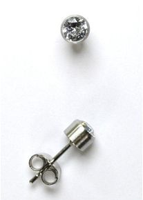 Firetti Damen Paar Ohrstecker "Schmuck Geschenk Ohrschmuck rund", Titan, grau, Titan, Ohrringe, mit Zirkonia (synth.)
