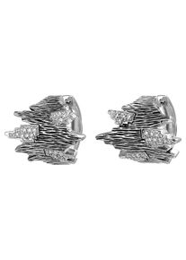 Jobo Damen Paar Creolen, Silber 925 (Sterlingsilber), silber, Silber 925 (Sterlingsilber), Ohrringe, 925 Silber geschwärzt mit 32 Zirkonia